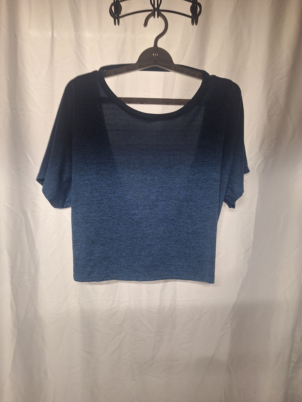 SHEIN Heathered Navy Blue Scoop Neck Short Sleeve Top